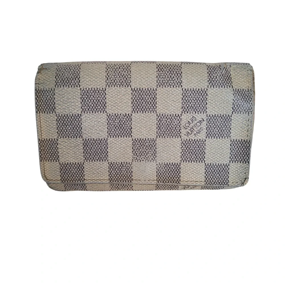 Louis Vuitton Damier Azur Sarah Wallet White Blue Checkered Long CA4007 Spain